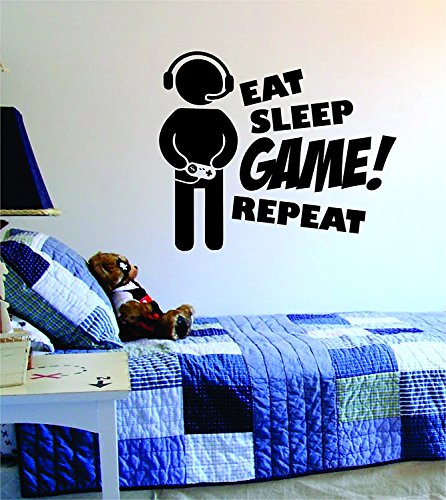 Eat Sleep GAME Repeat Version 2 Quote Decal Sticker Wall Vinyl Art Design Gamer Cool Funny Game Room by Boop Decals