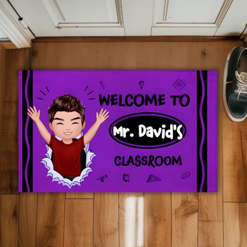 Customizable Classroom Welcome Mat with Cartoon Crayon Design, Personalized Teacher Door Mat, Ideal Back to School Gift, Vibrant Classroom Decor - Image 5