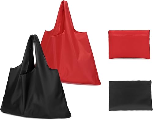 bagwise Bolsas de compras de nailon reutilizables, paquete de 2 bolsas de comestibles extragrandes de 40 libras, lavables, ligeras, plegables,