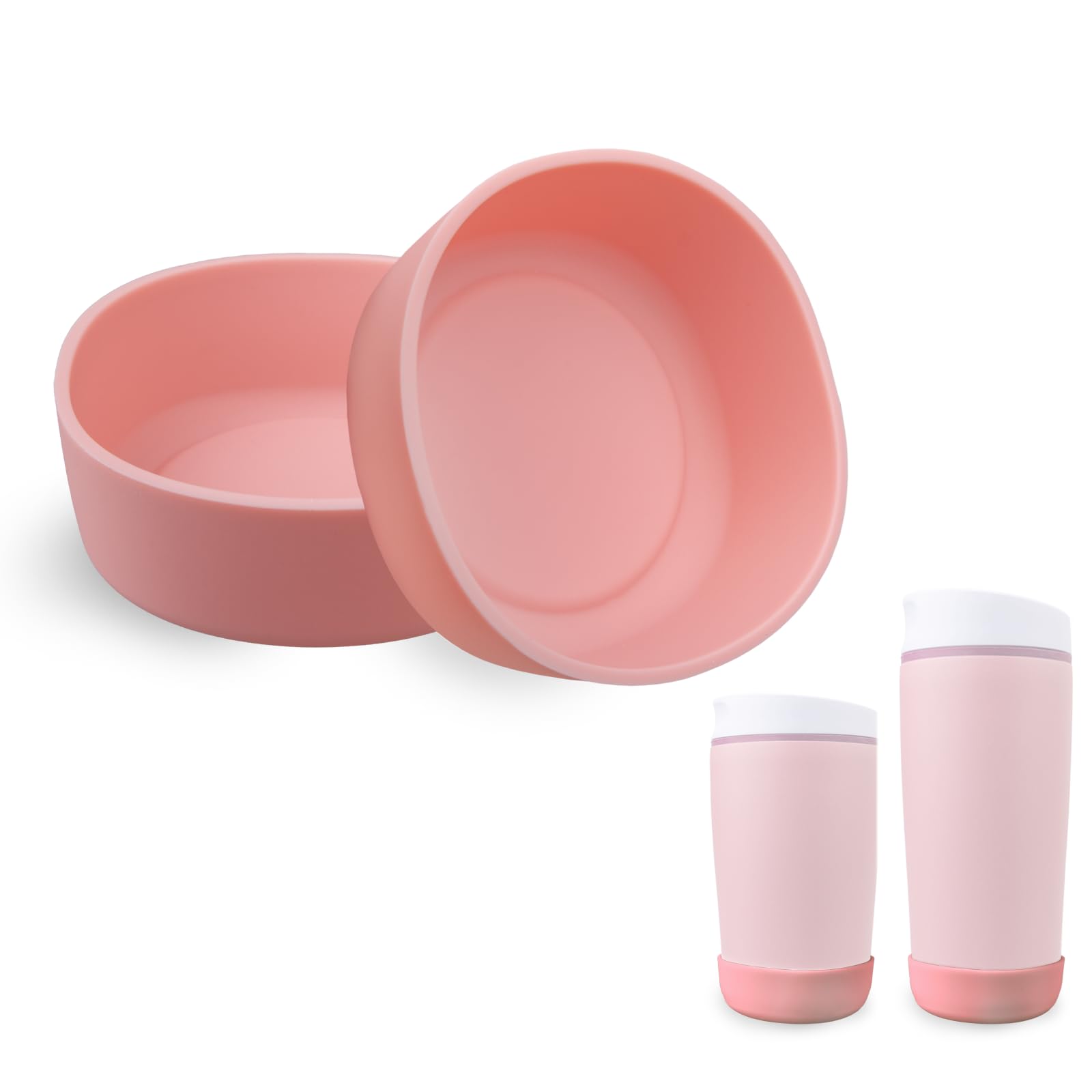 VANEST 2 Packs Silicone Boot Compatible with Owala SmoothSip Slider 12oz/20oz, Protective Sleeve for Coffee Tumbler Travel Mug Cup, Anti-Slip Boot Accessories, BPA Free (Pink)