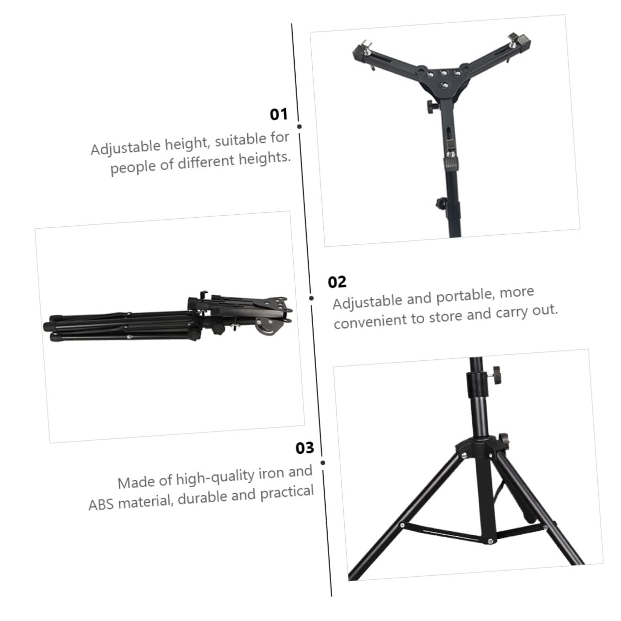 Sosoport Verstellbarer Übungspadhalter aus Eisen und Abs mit 12 Zoll Höhe Schwarz Leiser und Stabiler Drum Ständer für Snare Drum und Übungspads Geeignet für Professionelle und Persönliche