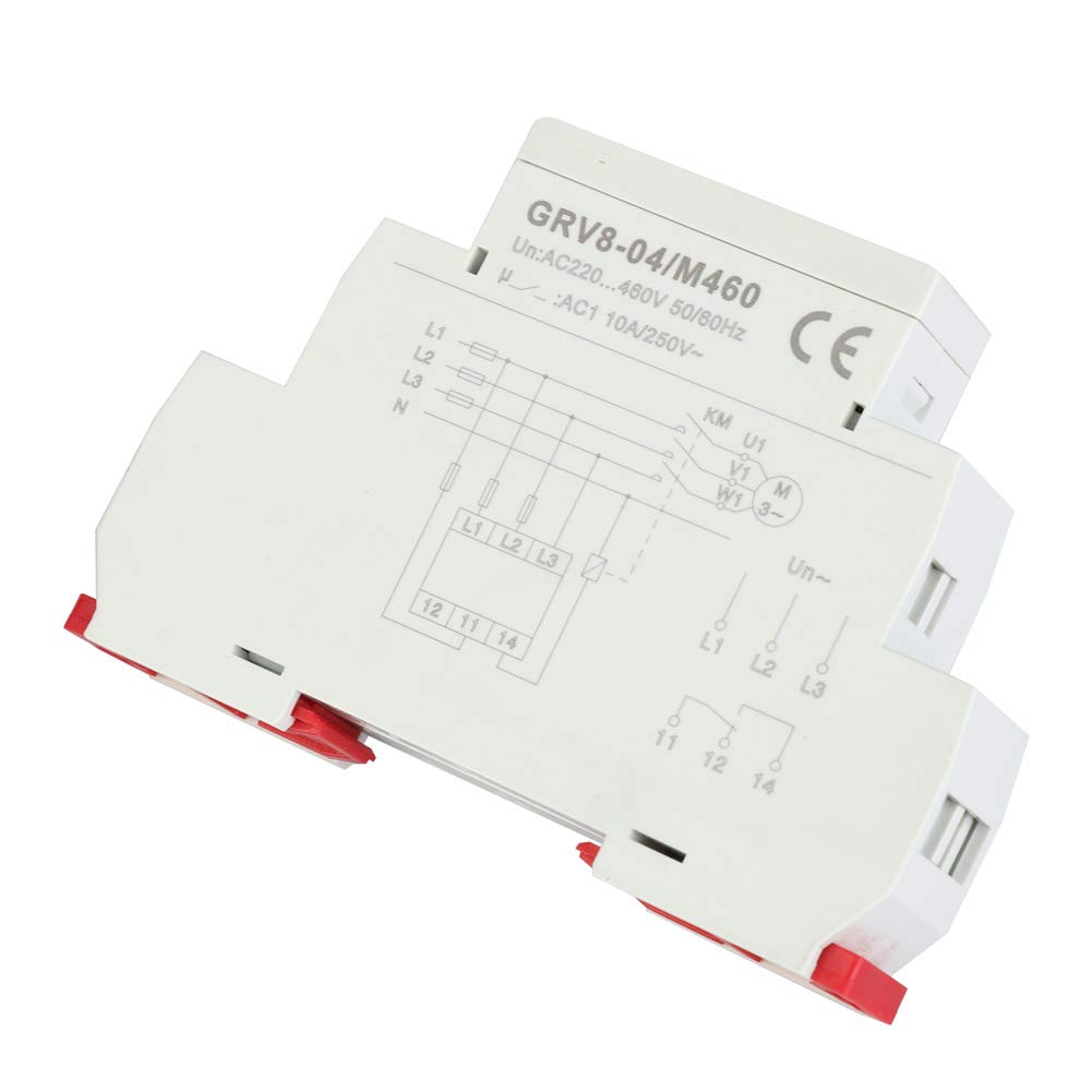 Voltage Monitoring Relay, 3-Phase GRV8-04 M460 Phase Sequence Phase Failure with LED Indicators, 35mm DIN Rail Mounting
