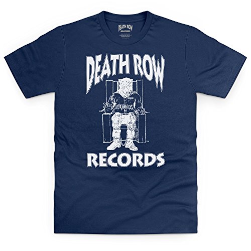 Official Death Row Records Logo White T-Shirt, pour Homme, Bleu Marine, M