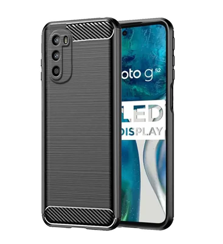 Image of NPRC Hybrid Ultra Slim Protective Case TPU Non-Slip Carbon Fiber Texture Shockproof Case Cover for Moto G82 - Black