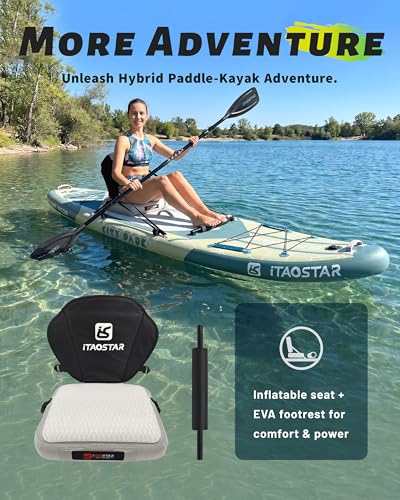 Image of iTAOSTAR City Park 12'x35 inch Extra Wide Paddle Board with Seat, One-Stop Premium SUP Board Gears, Tailored 5 Fins, Stable Inflatable Stand Up Paddle Boards for Youth of All Levels