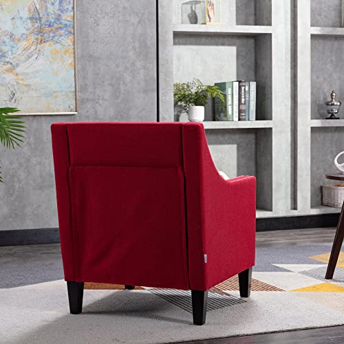 Homsof Accent Armchair Living Room Chair With Nailheads And Solid Wood Legs, One Size, Red #TOP6