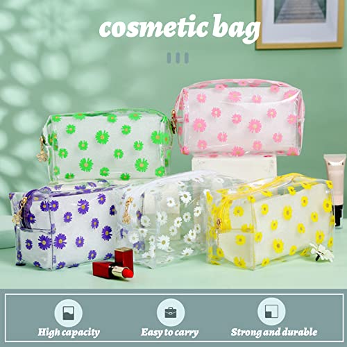 Elionless Clear Pencil Case, Plastic Large Transparent Pencil Case Zipper Pen Pencil Bag Pouch Travel Cosmetic Makeup Bag School Supplies for Teenage Girls Boys Women (Daisy White)