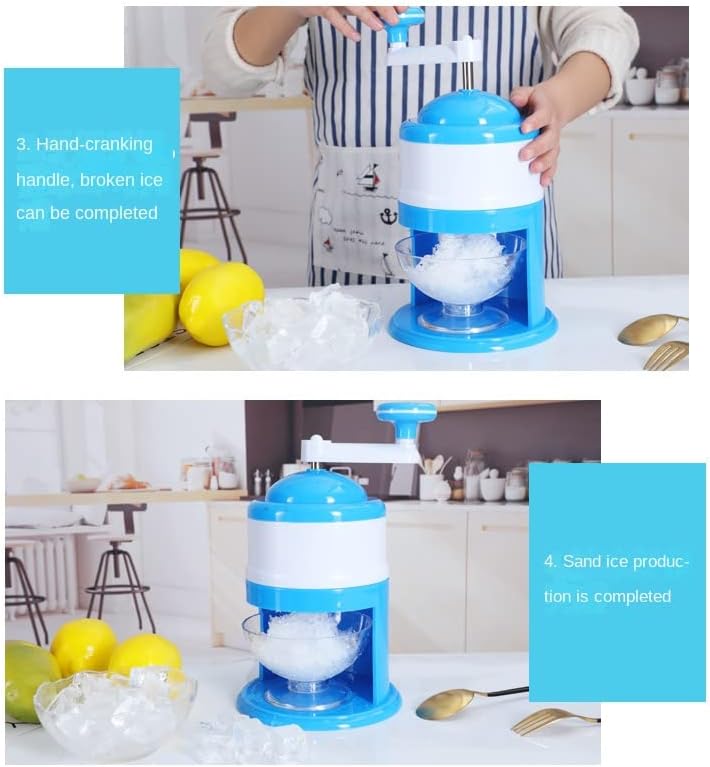 Slushie Machine Ice Maker Shaves Ice Machine Ice Shaver Snow Cone Machine with Measuring Cup, Perfect for Slushie's, Snowcones, Flavored Healthy Snacks for Kids & Adults, Hand Crank, Non-Eletric