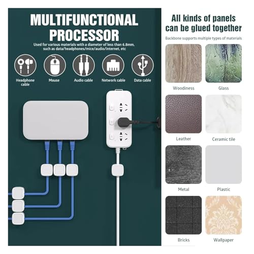 3/6/12PCS Clips para Cable Clips Cable Liso Ajustable Soporte de Cables Bajo Escritorio Gestión de Cables Organizador de Cables (6 Piezas Negro) miniatura 4