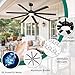 YITAHOME 80 Inch Industrial Ceiling Fan with Light and Remote, Large Ceiling Fan with 8 Blades, 3 Downrods, 6 Speed, 3 LED Colors, Home or Commercial Ceiling Fans for Porch Garage Shop, Black