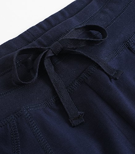 Weintee Calça de moletom feminina capri joggers, Azul marino, Large