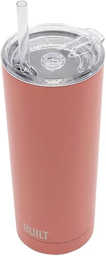 Miniatura 4 de BUILT - Juego de vaso de acero inoxidable de doble pared con tapa de reemplazo, 2 popotes de Tritan reutilizables, cepillo de alambre de limpieza en