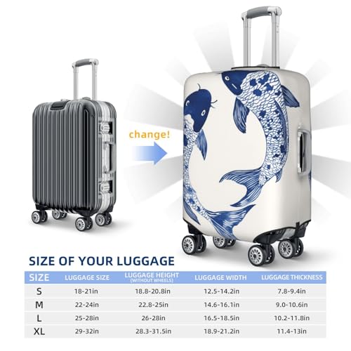 Watercolor Of Two Fish Swimming Minimalist Elastic Travel Luggage Covers Dustproof Scratch-Resistant Suitcase Protector Fit 22-24 Inch4
