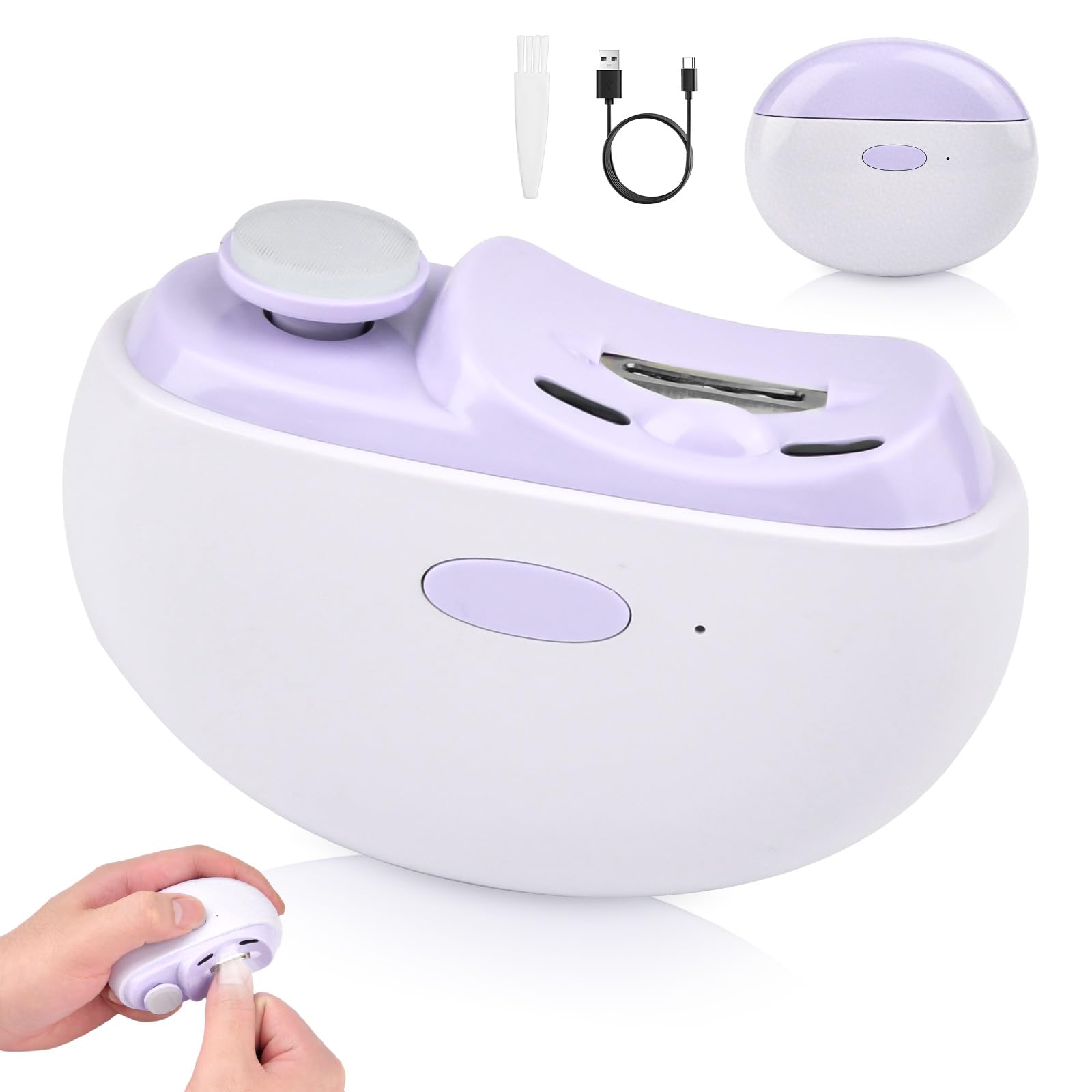 Elektrischer Nagelknipser, 3 in 1 Elektrische Nagelfeile, Nagelknipser Elektrisch mit Polierfunktion & LED-Licht, Automatischers Nageltrimmer, Electric Nail Clippers für Babys Kinder Erwachsene Senior