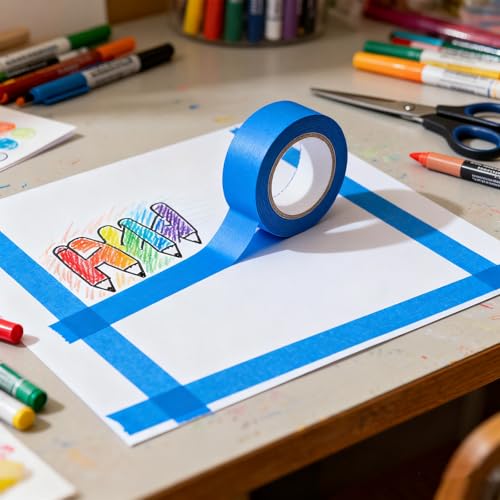 Image of 3 Rolls Painters Tape, Blue Tapes, Masking Tapes, Paint Tape for Multi-Purpose, Painting, Painter's, DIY Crafts Arts (66yd=0.94IN*22yd*3) Decoration Labeling No Residue, Easy Removal