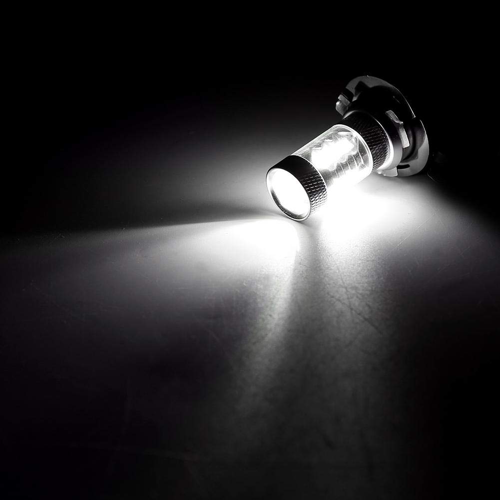 Qiilu 2 pièces 80W H15 ampoules LED ampoules de phare de voiture blanche LED feux de jour lampe de remplacement d'ampoule