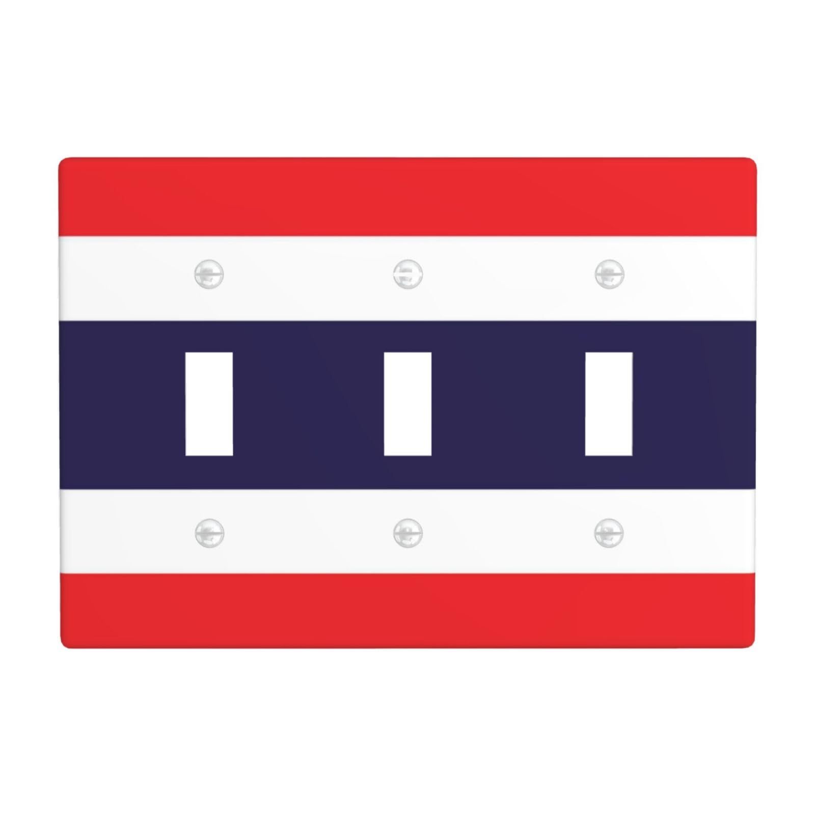 Flag of Thailand 3 Gang Switch Plate Cover-Unbreakable Polycarbonate Wall Plate, Heat Resistant Toggle Switch Decor for Home