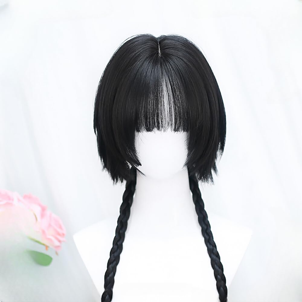 Amazon.co.jp: フルウィッグ ボブ お下げ ストレート 黒髪 中華風