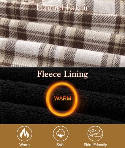Image of SCODI Men's Flannel Jacket Sherpa Lined Hoodies Zip Up Fleece Plaid Shirt Jackets Winter Outdoor Coat Warm Outwear
