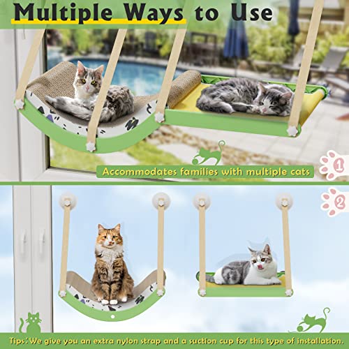 Lesnox Cat Window Perch, 2 In 1 Large Cat Hammock For Indoor Cats, With 8 Strong Suction Cups, Breathable And Washable Cat Perch, With Durable Cat Scratching Board, Weighted Up To 44Lbs #TOP6
