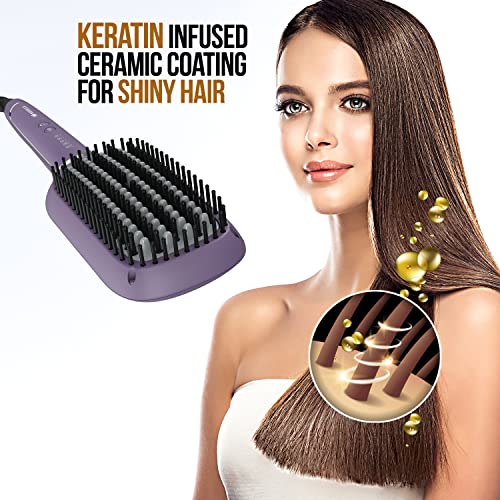 Image of Havells Hd3151 1200 Watts Foldable Hair Dryer; 3 Heat (Hot /Cool /Warm) Settings Including Cool Shot Button & Havells Hs4201 50 Watts Keratin Infused Hair Straightening Brush-Purple