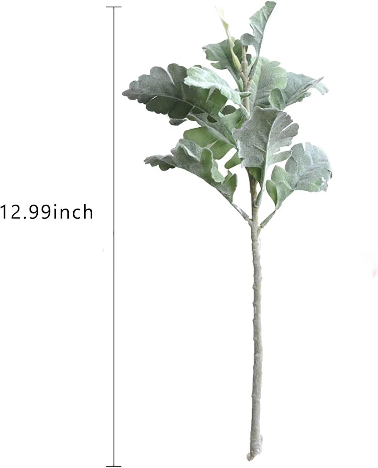 10Pcs Artificial Dusty Miller Bush Greenery Faux Green Dusty Miller Plants Fake Flocked Lambs Ear Leaf Stems Faux Lambs Ear Bouquet for Floral Arrangement Home Wedding Decoration