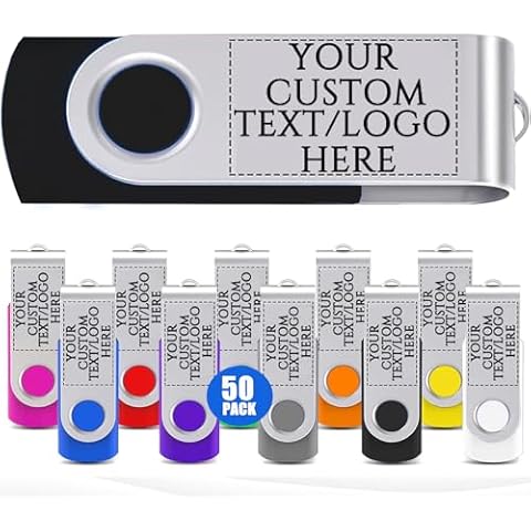 Custom USB Flash Drive 512MB 50 Pack Promotional Product Customized USB Thumb Drive,Customizable USB Drive Personalized with Your Logo Bulk USB 2.0 Personalized USB Stick 50pcs Multiple Color Choice Cover