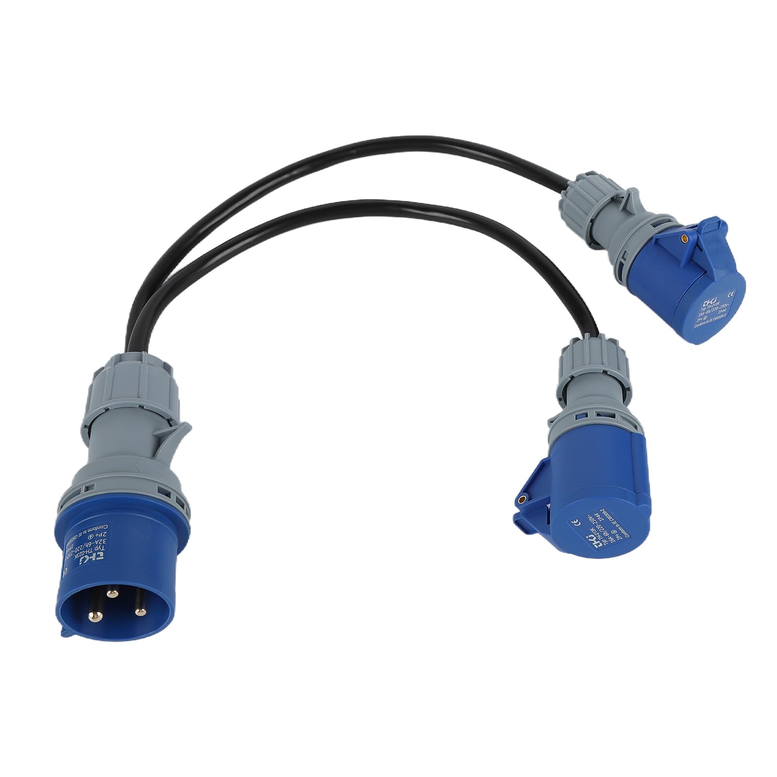 16 A auf 2 x 16 Ampere Adapter, 2-Wege-Hochleistungs-Stromverteiler, Wohnwagen-Anschlusskabel, elektrischer Wohnwagen-Adapter, Konverter, Kabel, Camping, elektrisches Anschlusskabel, IP44