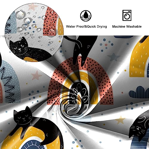 SDOTPMT 180x198cm Cute Animal Shower Curtain Abstract Cartoon Black Cat Colorful Rainbow Bath Curtain Funny Pets Theme Bathtub Curtain for Child Bathroom Decor Waterproof Polyester with Hooks - Image 4