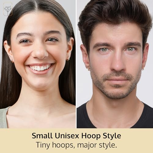 14K Solid Yellow Gold Huggie Earrings | Hypoallergenic Domed or Flat Style Small Hoop Earrings in Sizes 10mm, 12mm & 14mm | Small Gold Hoops by MAX + STONE3