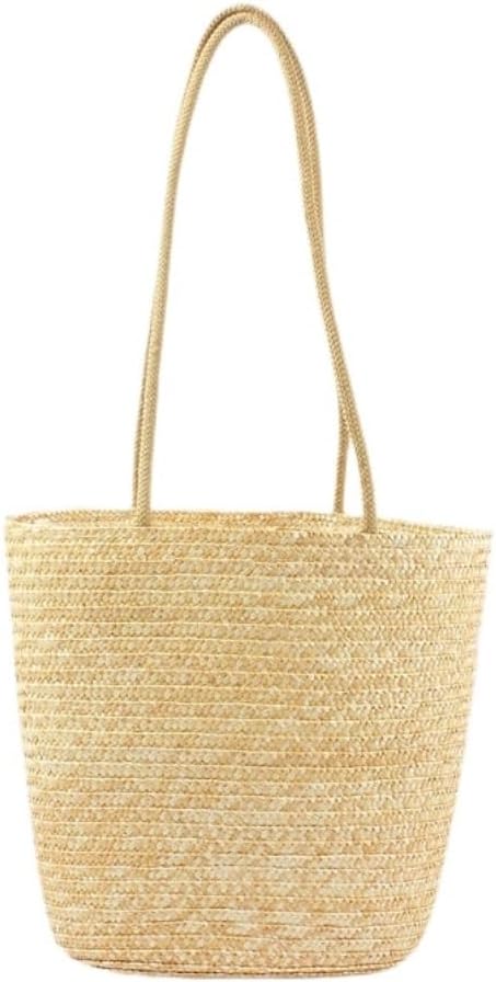 Handbag Bucket Woven Bag All-Match Straw Woven Bag Women's Shoulder Holiday Bags Straw Bags Handbag