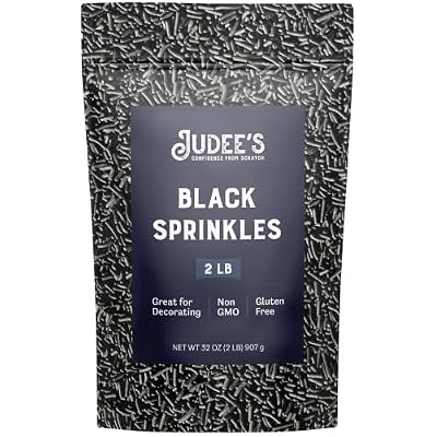 Judee's Gluten Free Black Sprinkles - Cake Decorating Accents - Versatile Dessert Topping & Edible Dessert Decorations - Ice Cream & Cupcake Sprinkles - 2 lb