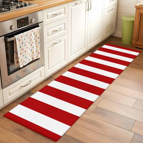 Tapete corredor 2x6 pies rojo con franjas antideslizante miniatura 2