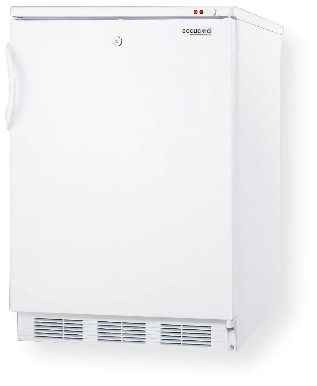 Accoculd VT65ML Freestanding Medical All-Freezer Capable of -25C Operation with Front-Mounted Lock, Manual Defrost, One Piece Interior Liner, Reversible Door and White Exterior