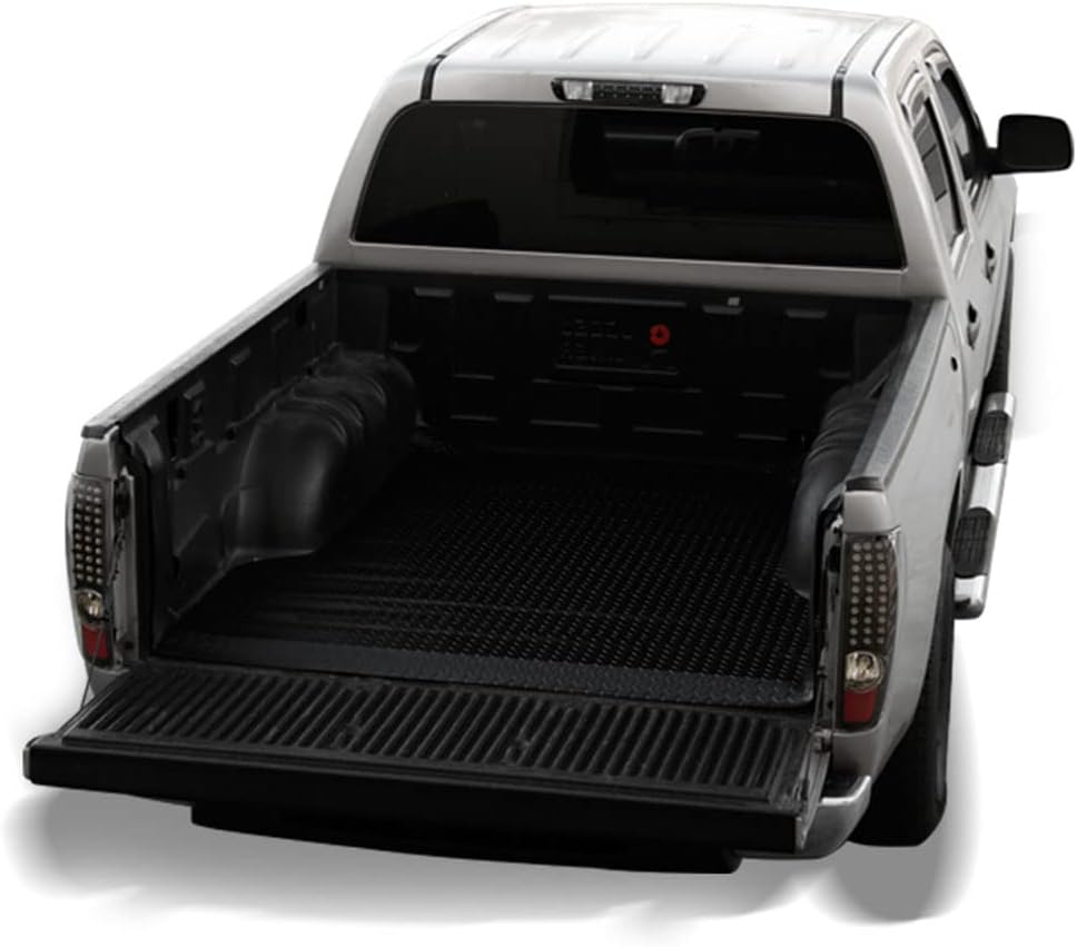 Black Rubber Diamond Plate Truck Bed Floor Mat Liner Compatible with 15-26 Ford F150 6.5 Ft (78.9") Bed
