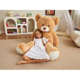 HollyHOME Giant Teddy Bear 5Ft Big Teddy Bear Stuffed Animal Birthday Valentines Day Plush for Kids and Girlfriend 60 inch Tan