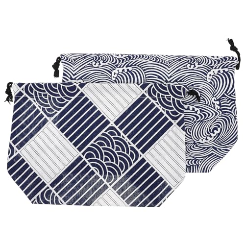 Milisten Bolsa de Almuerzo Tipo Bento 2 Piezas Cordón Resistente al Desgaste Estilo Japonés para Oficina y Escuela Capacidad Grande y Lavable