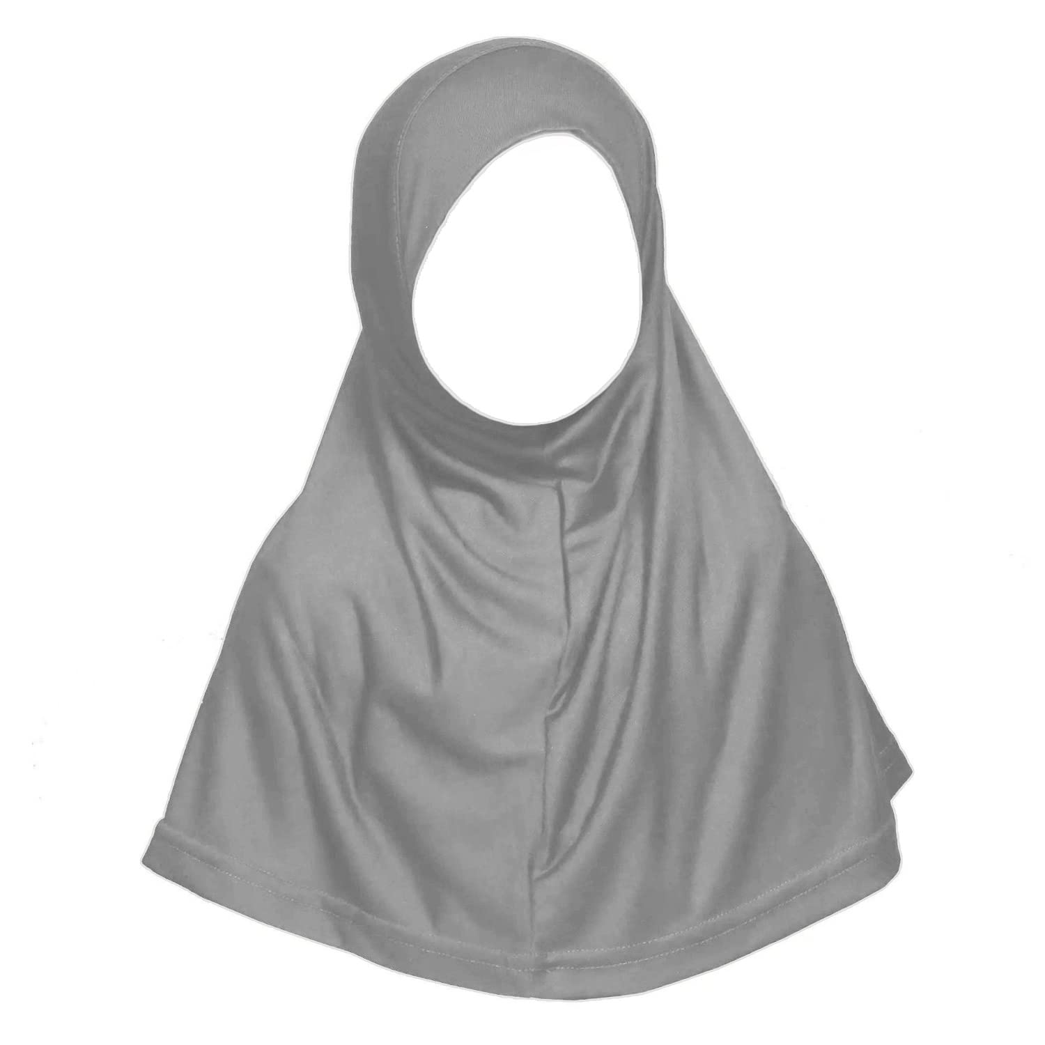 Desert Dress Girls Grey Muslim Childrens Islamic Hijab Scarf One Piece Ihlas Kids Head Bonnet Turkish Slip On School Musolla Black White Hajj Umrah (Grey)