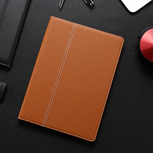 Étui iPad 10.2 9e 8e 7e génération cuir véritable housse tablette jaune marron - 3