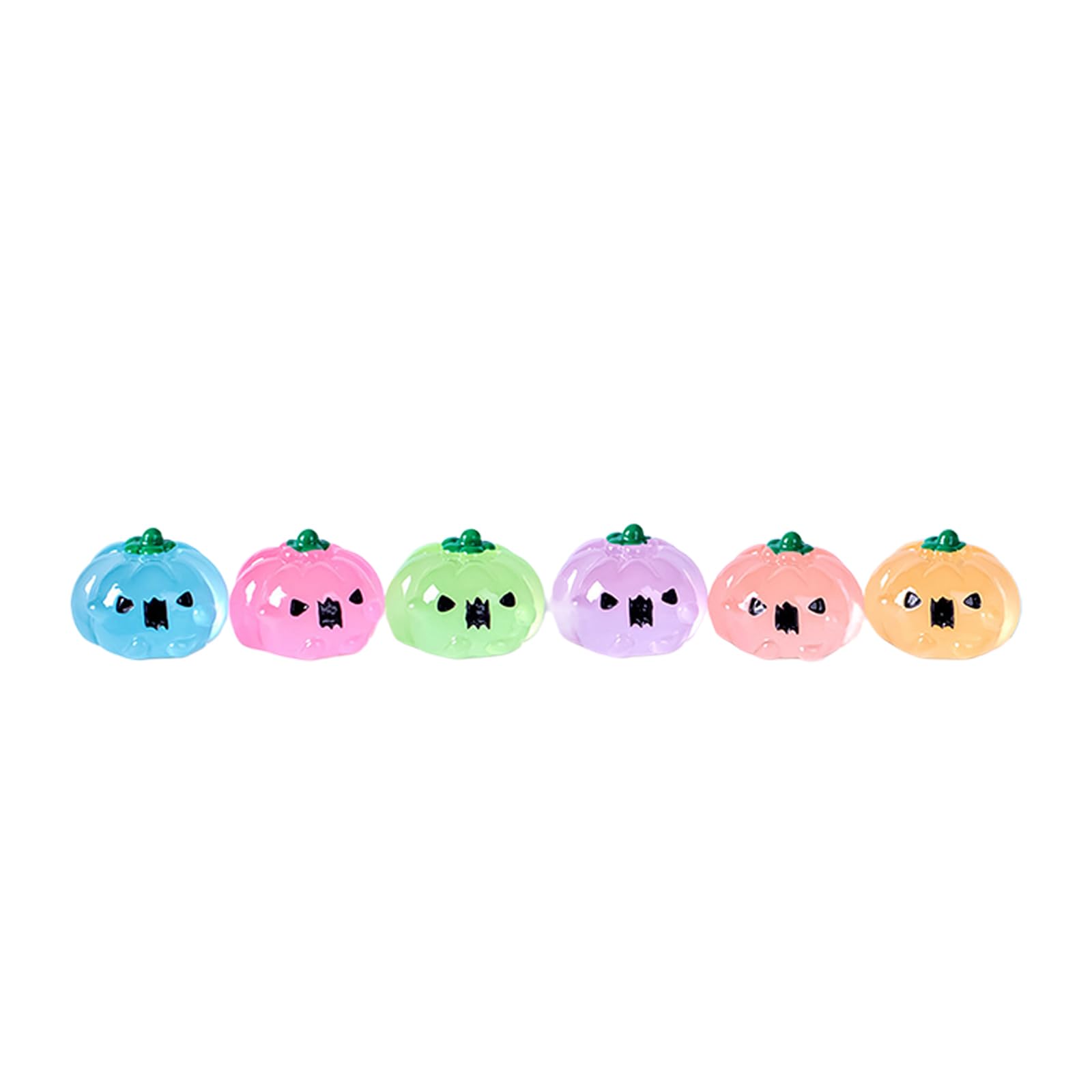 Kaeltsyn Of 6 Glowing Specter Pumpkins Ornaments Resin Figures for Festives Home and Decoration Fluorescent Halloween Decorations