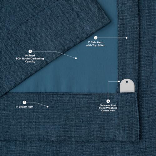 Image of HPD Half Price Drapes Grommet Linen Curtains 84 Inches Long Room Darkening Curtains for Bedroom & Living Room (1 Panel), 50W x 84L, Indigo
