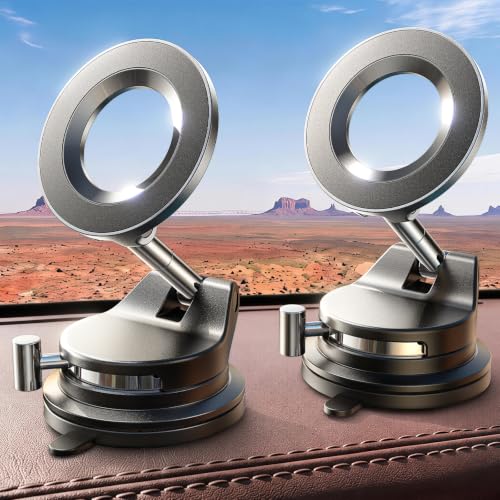 Image of LISEN 2 Pack for Magsafe Car Mount, Magnetic Phone Holder for Car, Strong Magnetic Car Phone Mount, 89 LBS Suction Phone Mount Vacuum, Dashboard Gifts Phone Holders for Your Car Mount for iPhone 17 | Automotive Dashboards