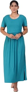 Modest Materna Green Ribbed Maternity Loungewear – 100% Cotton, Soft & Adjustable with Pockets, Long-Length, Sizes S-XXXL,... Price In India