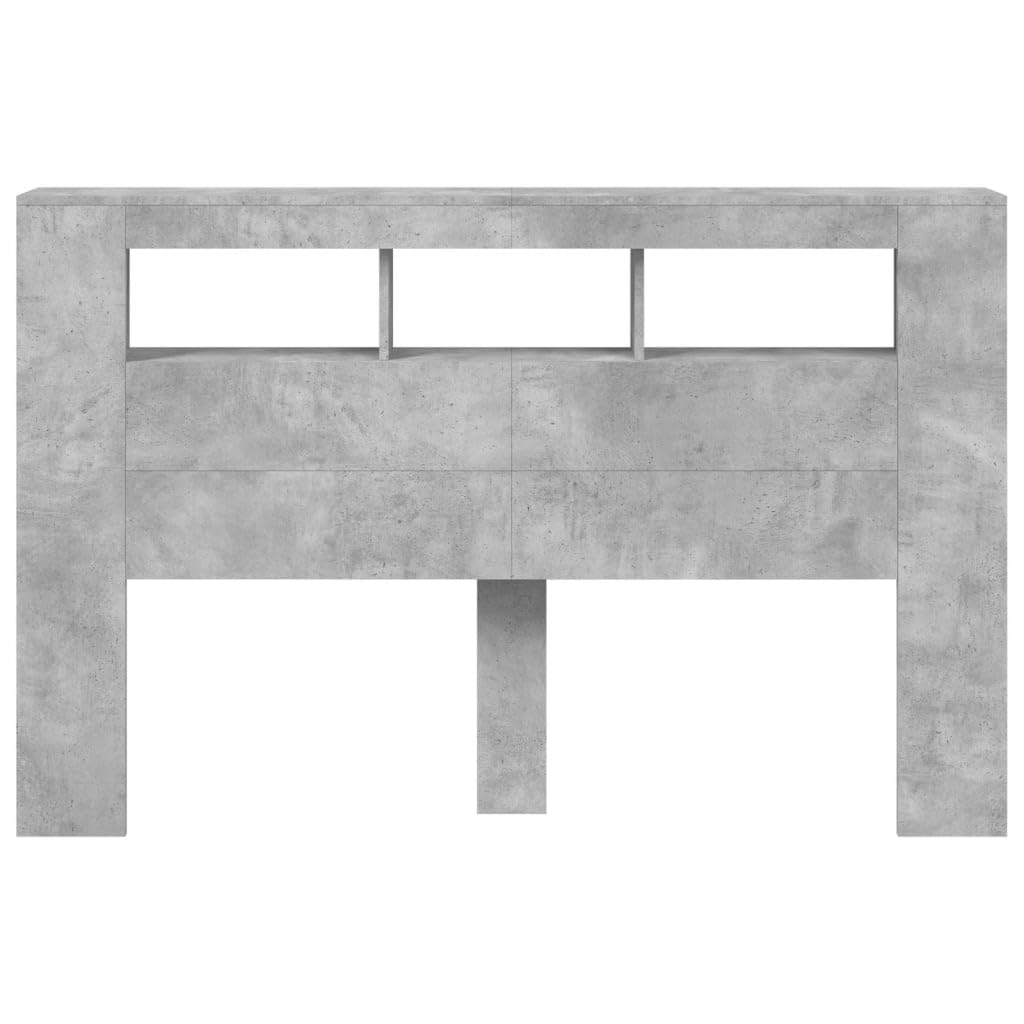 IKAYAA Testiera Letto Matrimoniale con LED Testiera Letto Matrimoniale Legno 160 cm Testiera con Contenitore Testiera Letto con Scomparti -Grigio cemento-160 x 103.5 cm
