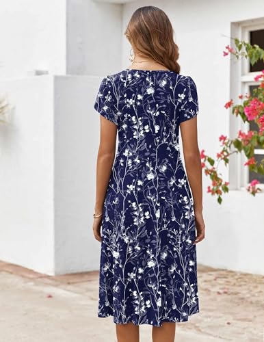 Image of ZEAGOO Womens Casual Dresses for Summer Short Sleeve Flare Midi Dress Loose Flowy Beach Sundress