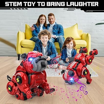 CERT RC Robot Dog Toy for Kids, Remote Control Rechargeable Programming Stunt Robotic Dog with Sing, Dance, Touch Function for Boys Ages 4+, Birthday Gifts 4