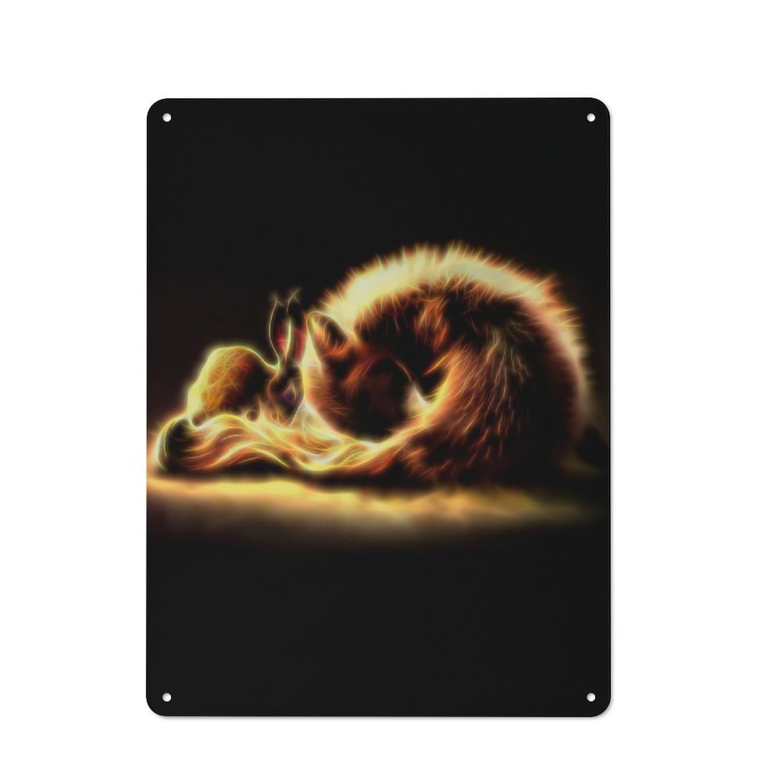 Junmoney Rabbit Fox Cuddle Tin Sign 40X30cm For Café Or Home Bar, Rustic Wall Decor, For Garage, Workshop And Man Cave Decoration