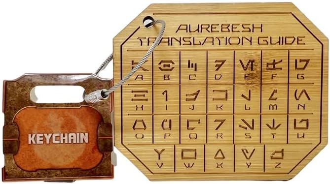 Galaxy's Edge Aurebesh Translation Guide Keychain Wooden Engraved Star Wars