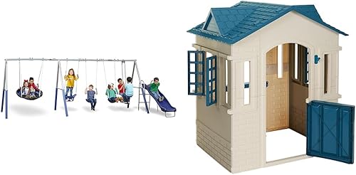 XDP Recreation Fun Forever - Juego de columpios, color gris y Little Tikes Cape Cottage Playhouse - Azul
