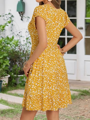 Image of HUHOT Teen Petite Women Floral Short Summer Mini Dresses with Pockets Cute Milkmaid Sundress 2026